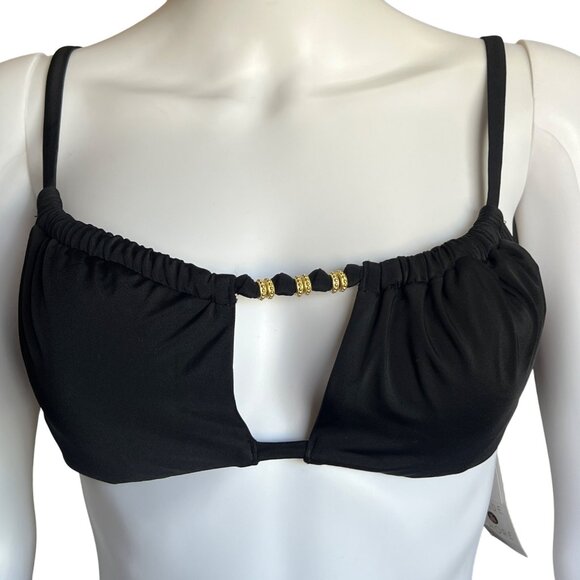 Shade & Shore Black Bikini Top With Gold Accent Removable Pads Size 36C - Picture 1 of 7